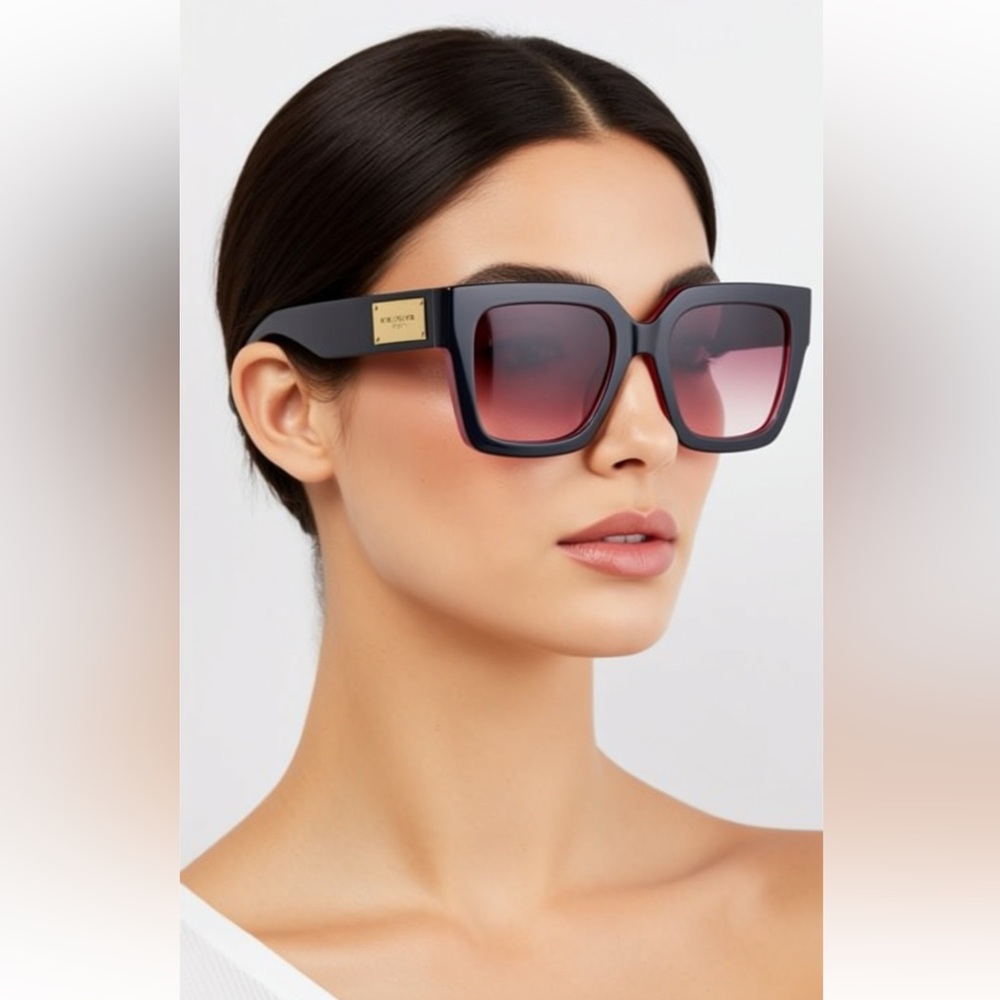 NWT Kurt Geiger London Black and Pink Square Sunglasses